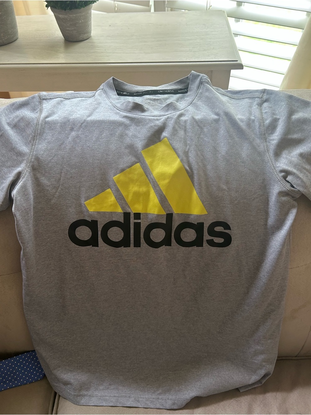 adidas Heather Gray Tee with Yellow Accent